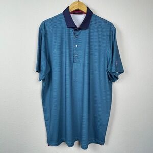 Greyson Green Blue Print Polo XL Golfcore Preppy Resortwear  Performance‎